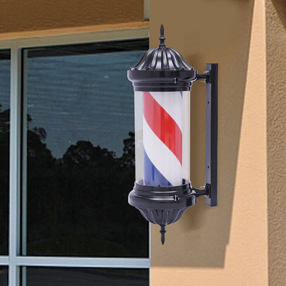 Barber Shop Pole Light Rotating LED Stripes Hair Salon Open Sign Outdoor/Indoor