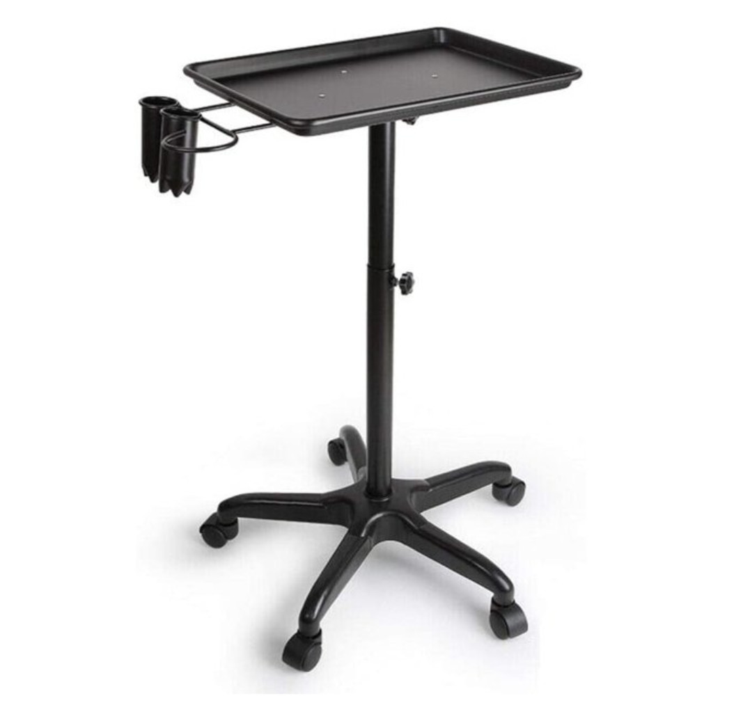 Rolling Tray Cart for Tattoo Hairdresser Nail Salon Adjustable Height NEW