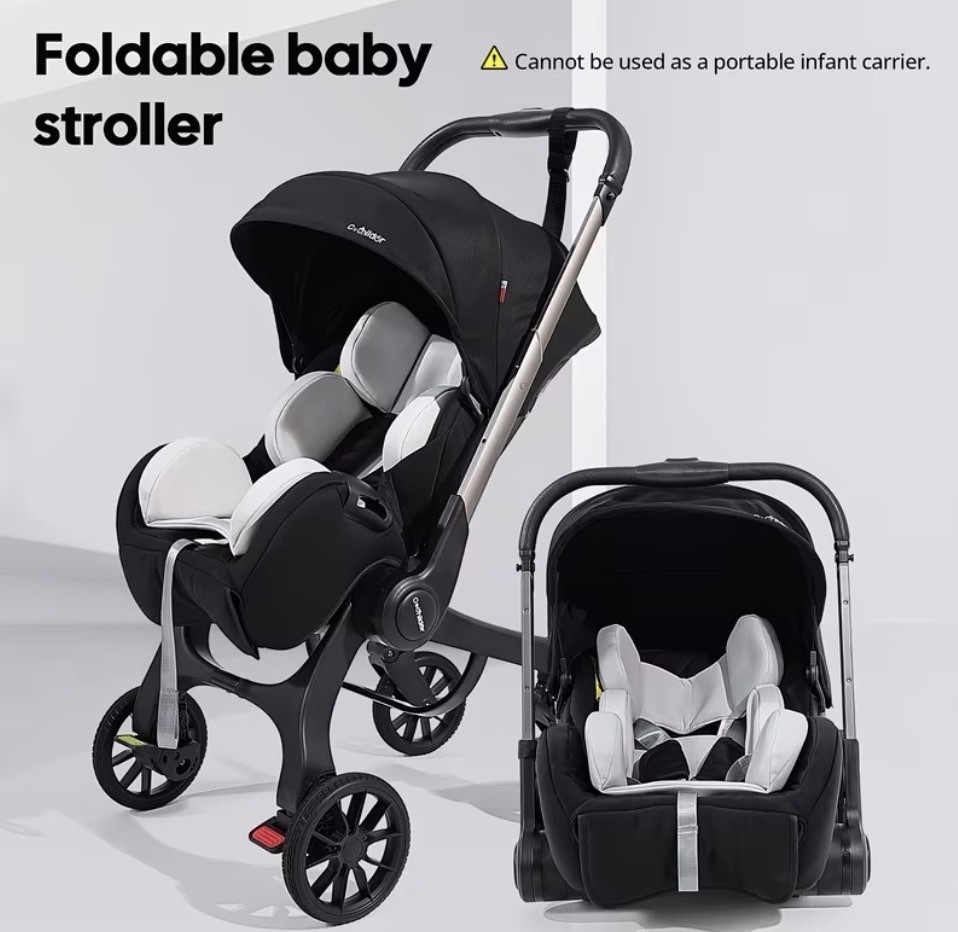 4-in-1 Baby Stroller Reversible Reclining Compact Foldable Pram Newborn-Toddler
