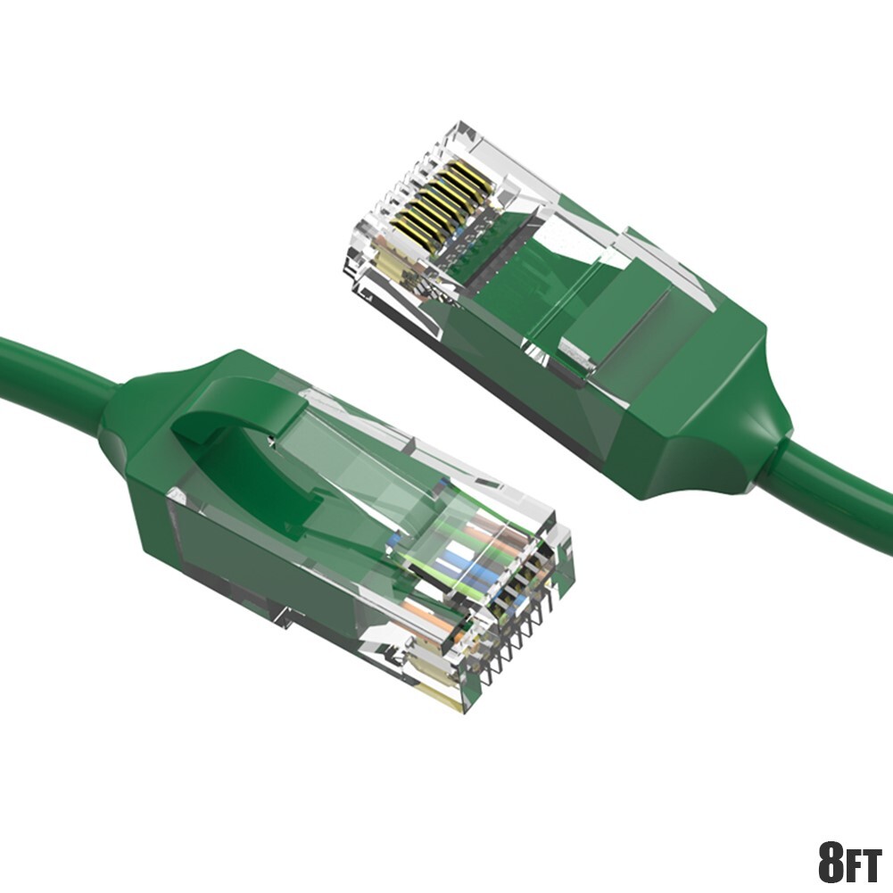 8FT CAT6 RJ45 Slim Ethernet LAN Network Patch Cable UTP Copper Wire 28AWG Green