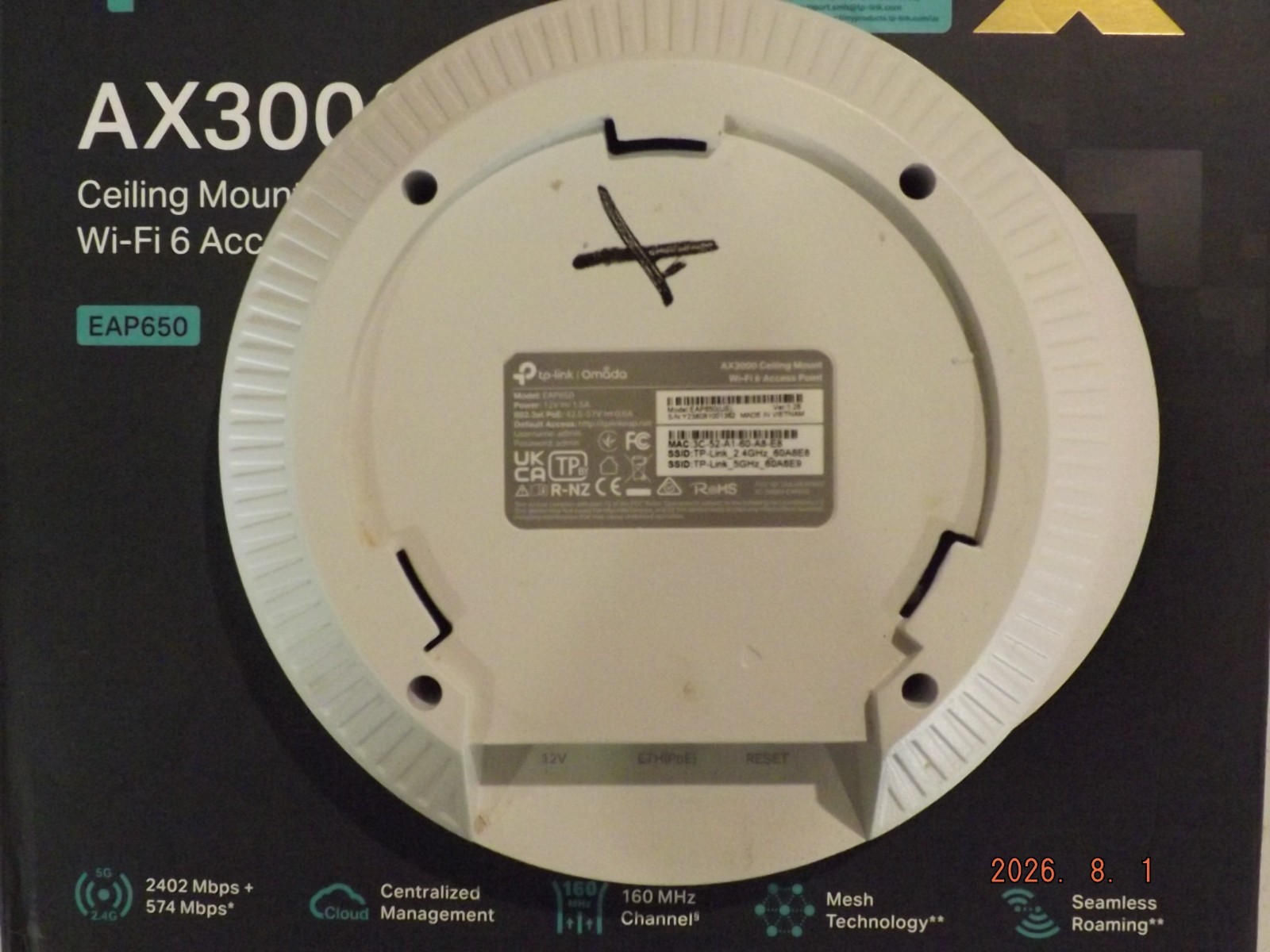 TP-Link AX3000 (EAP650) Omada Ceiling Mount Wireless Access Point - NOT WORKING!
