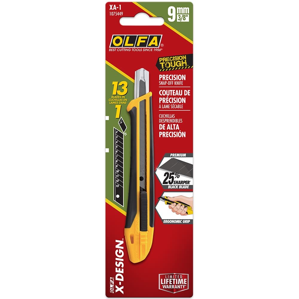 OLFA 9mm Precision Utility Knife (XA-1) - Retractable Snap-Off Knife
