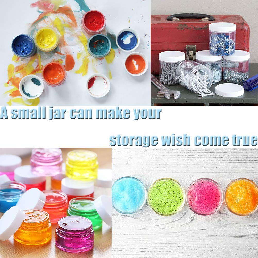 20 PCS 2oz Plastic Empty Jars with LidsWhite,WideMouth Refillable Storage Con