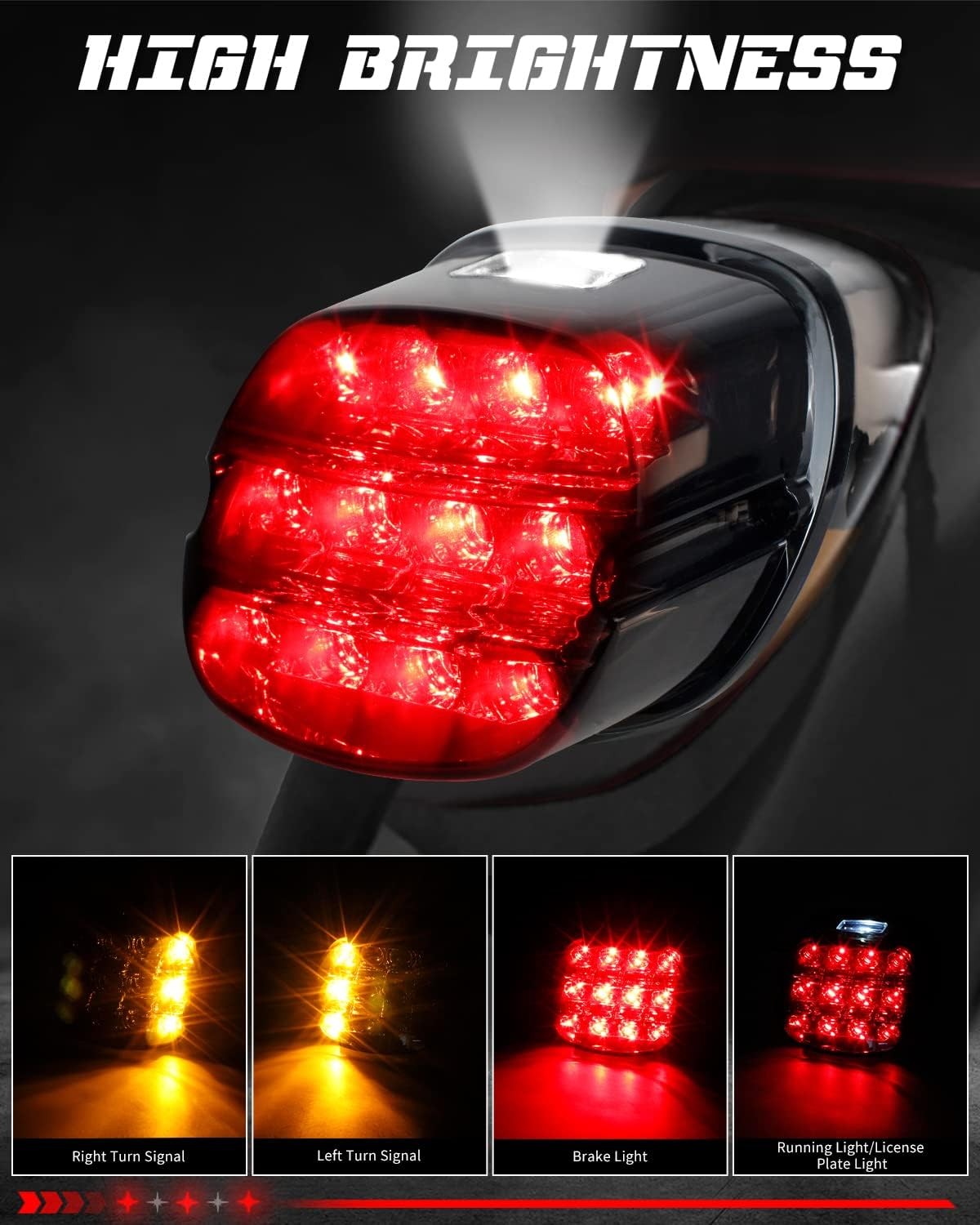 Smoked LED Rear Brake Tail Light Integrated Turn Signals Taillights Compatible