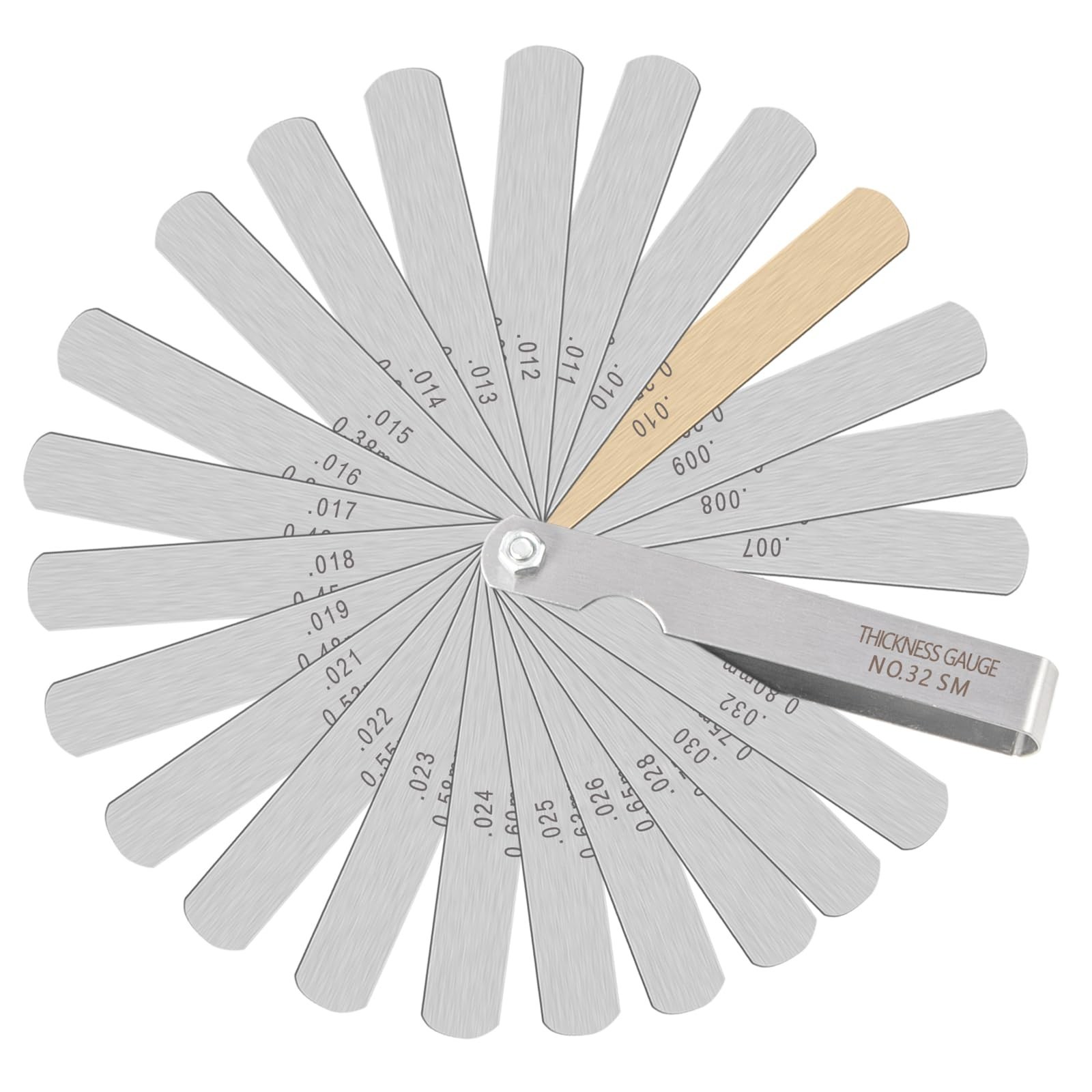 32 Blade Steel Feeler Gauge (0.0015Inch to 0.035Inch), Thickness Feeler Gage ...