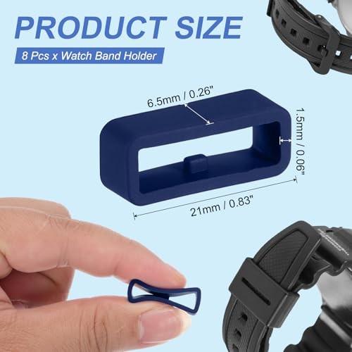 Watch Band Holder Loop, Universal Silicone Watch Replacement 18mm Deep Blue