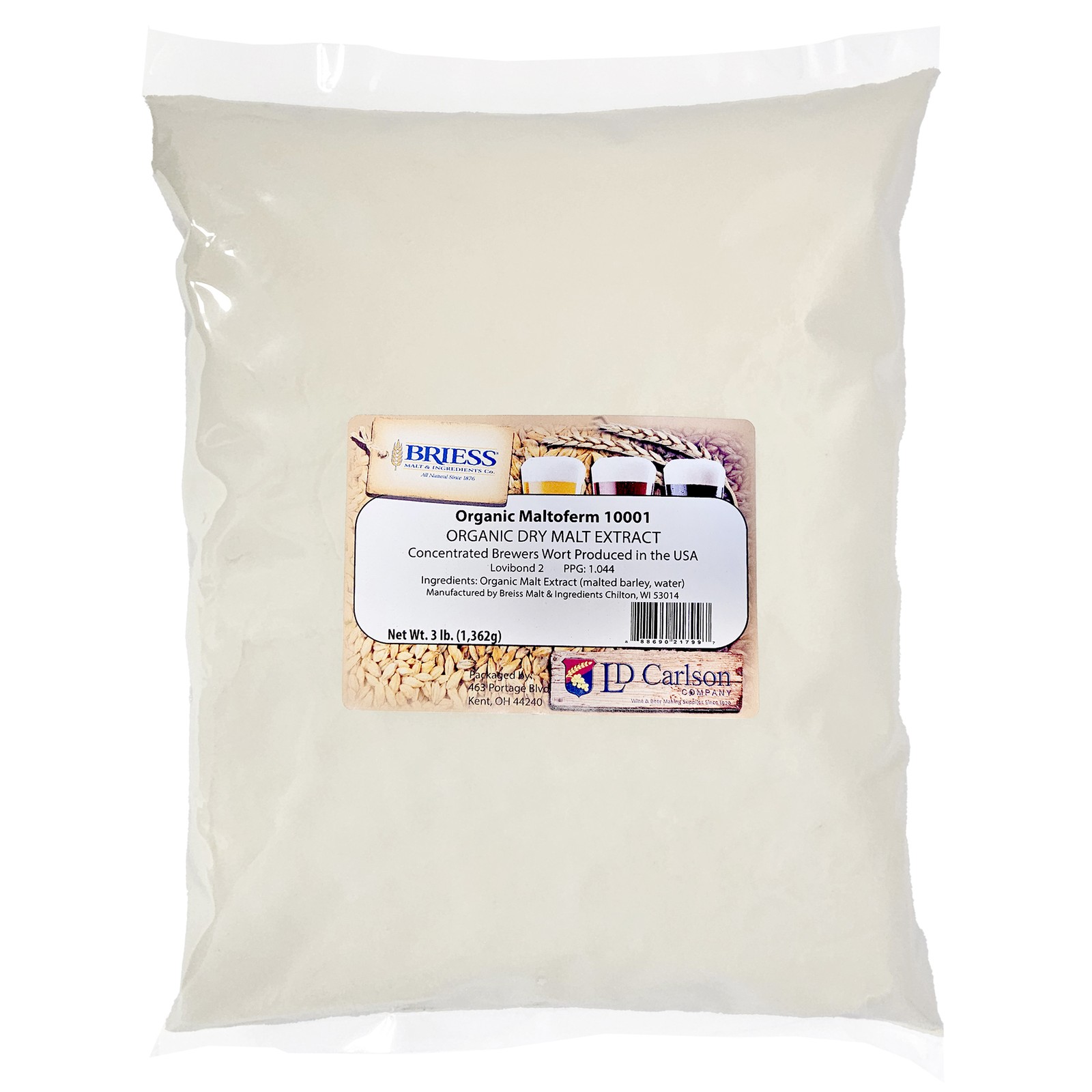 Hobby Homebrew 3LB Briess MALTOFERM 10001 DME DME Organic Dry Malt Extract
