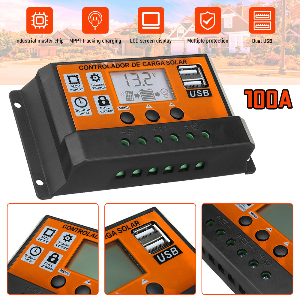200 Watts Solar Panel Kit 100A 12V Battery Charger Controller Caravan Boat RV US