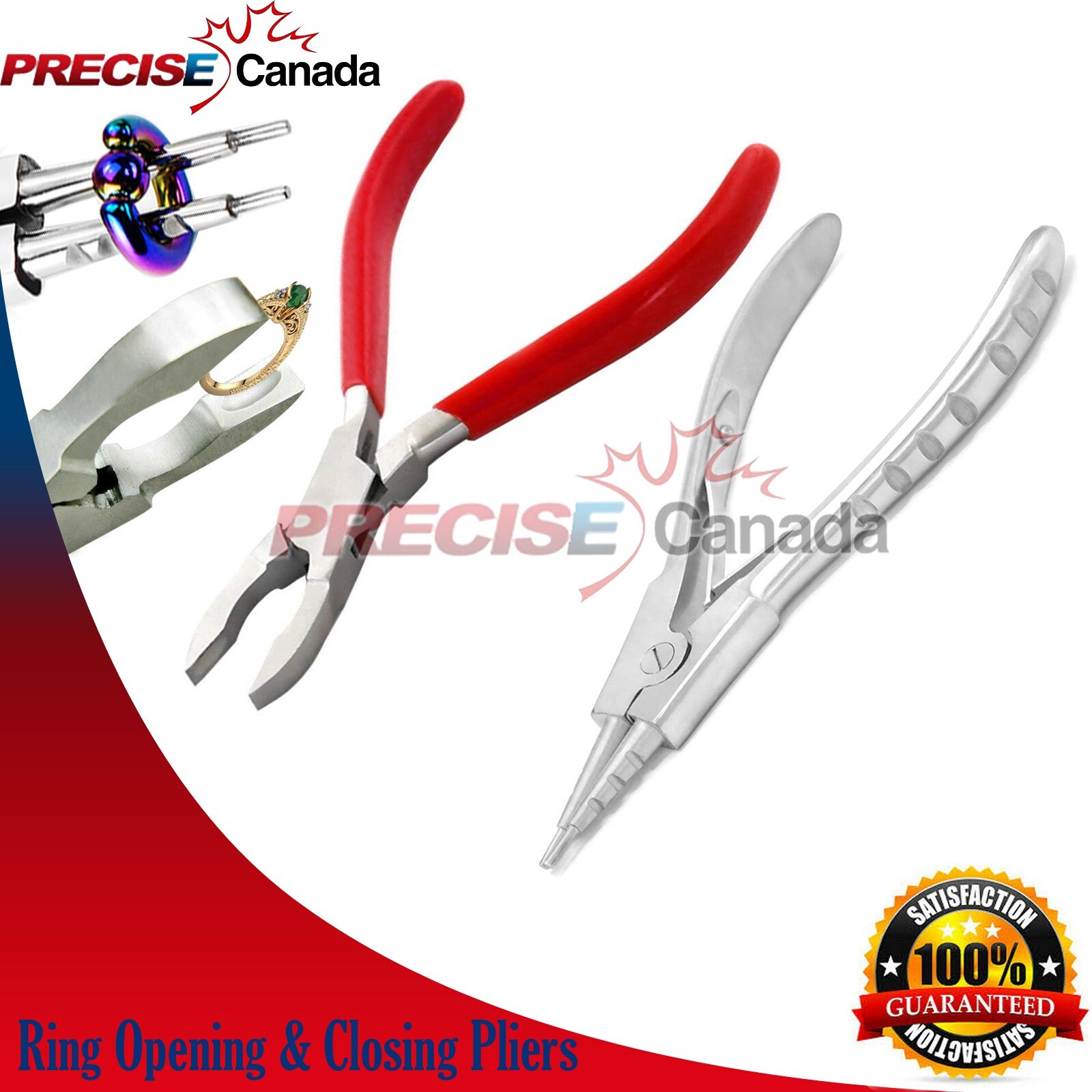 2 Pcs Jewelry Captive Bead Ring Opening & Closing Pliers Body Piercing Tools