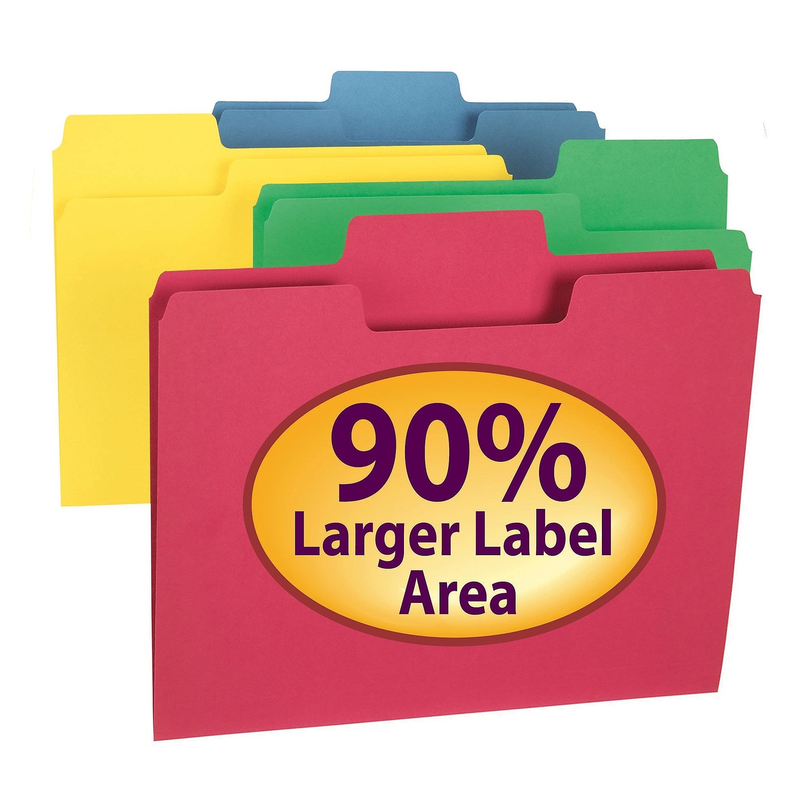 Smead SuperTab File Folders, Oversized 24 per Pack, Assorted Primary Colors