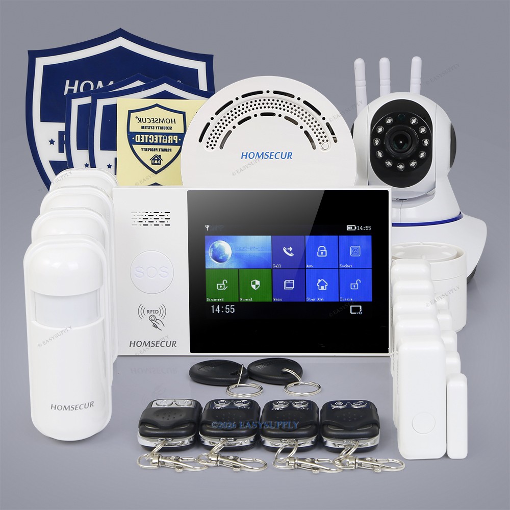HOMSECUR Wireless WIFI 4G GSM RFID LCD Home Alarm System Touch Screen