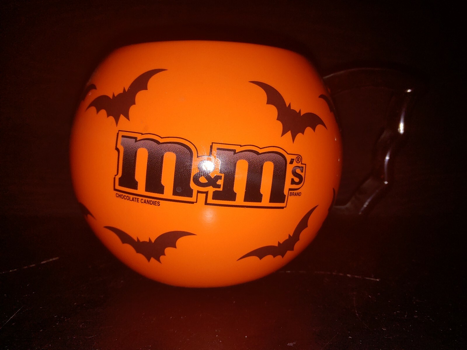 M&M's Orange Halloween Ceramic Coffee Soup Mug Cup Planter w/Bats 2006 m and m