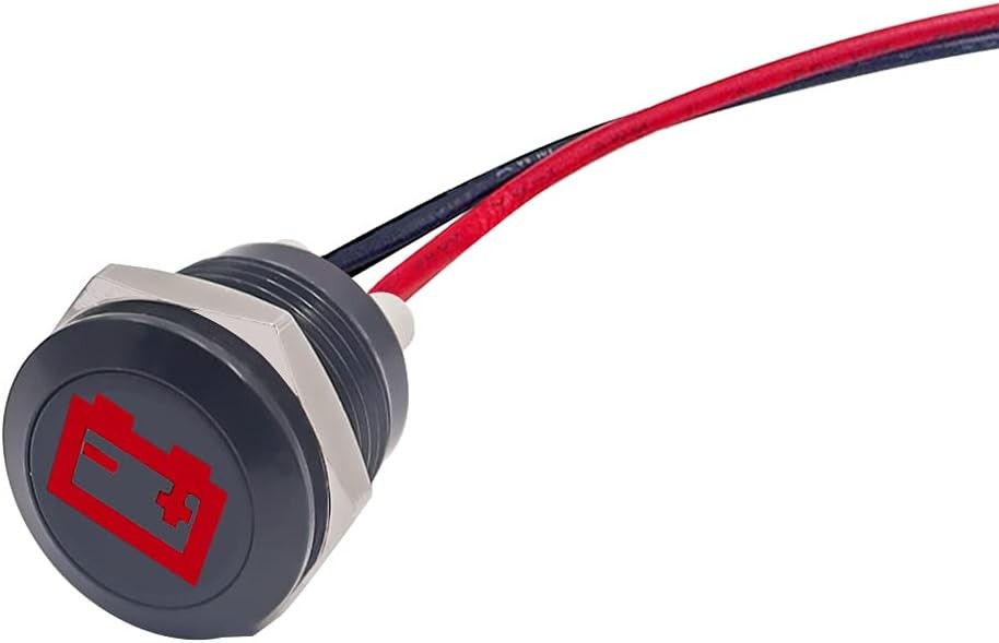 LED Indicator Pilot Dash Light (Battery/Alternator Warning) Red, 1/2"(12mm) 12V