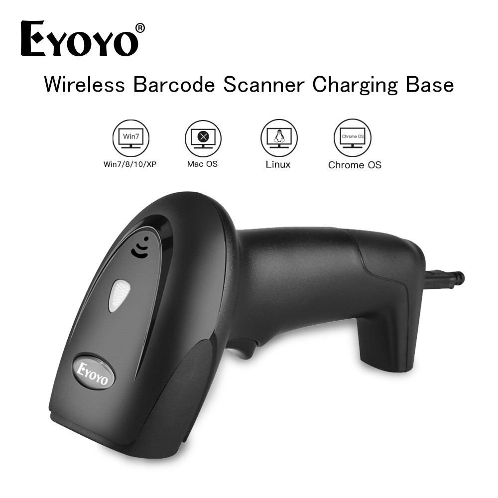 Eyoyo Wireless Barcode Scanner 1D Laser Warehouse Library Inventory Code Scanner