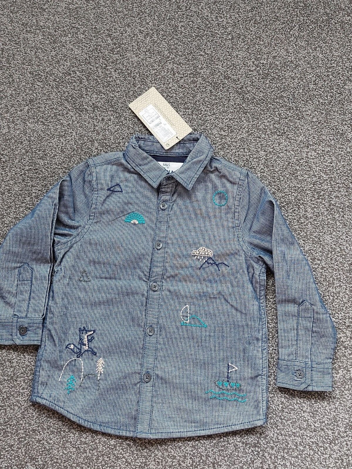 Marks and Spencer Toddlers Boys 18-24 months Button Up Collared Embroided T-shir