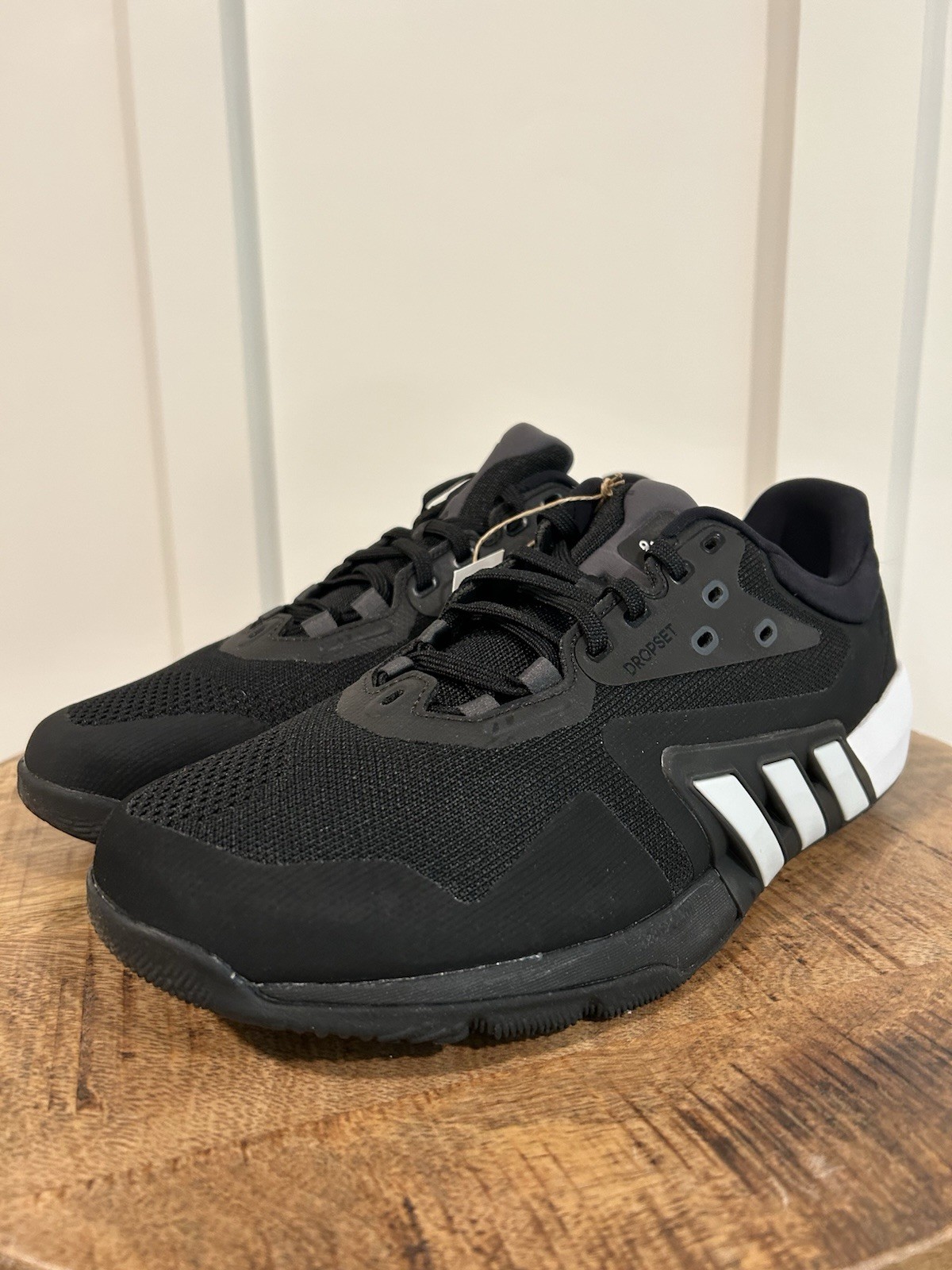 Size 12-Men’s adidas Dropset Cross Training Shoes Black White Brand New