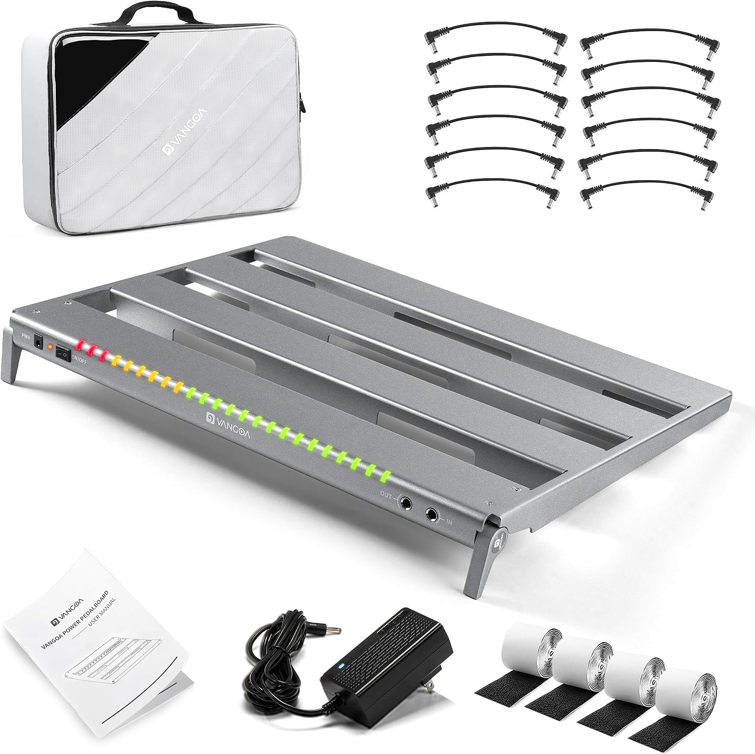 Vangoa Guitar Pedal Board with Isolated Power Supply, PD-M Aluminum One-Piece-Be