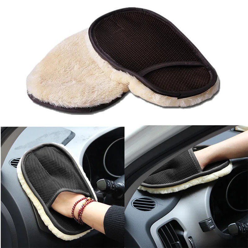 1pcs Soft Microfiber Wool Car Wash Glove - Scratch-Free Cleaning Mitt for Auto