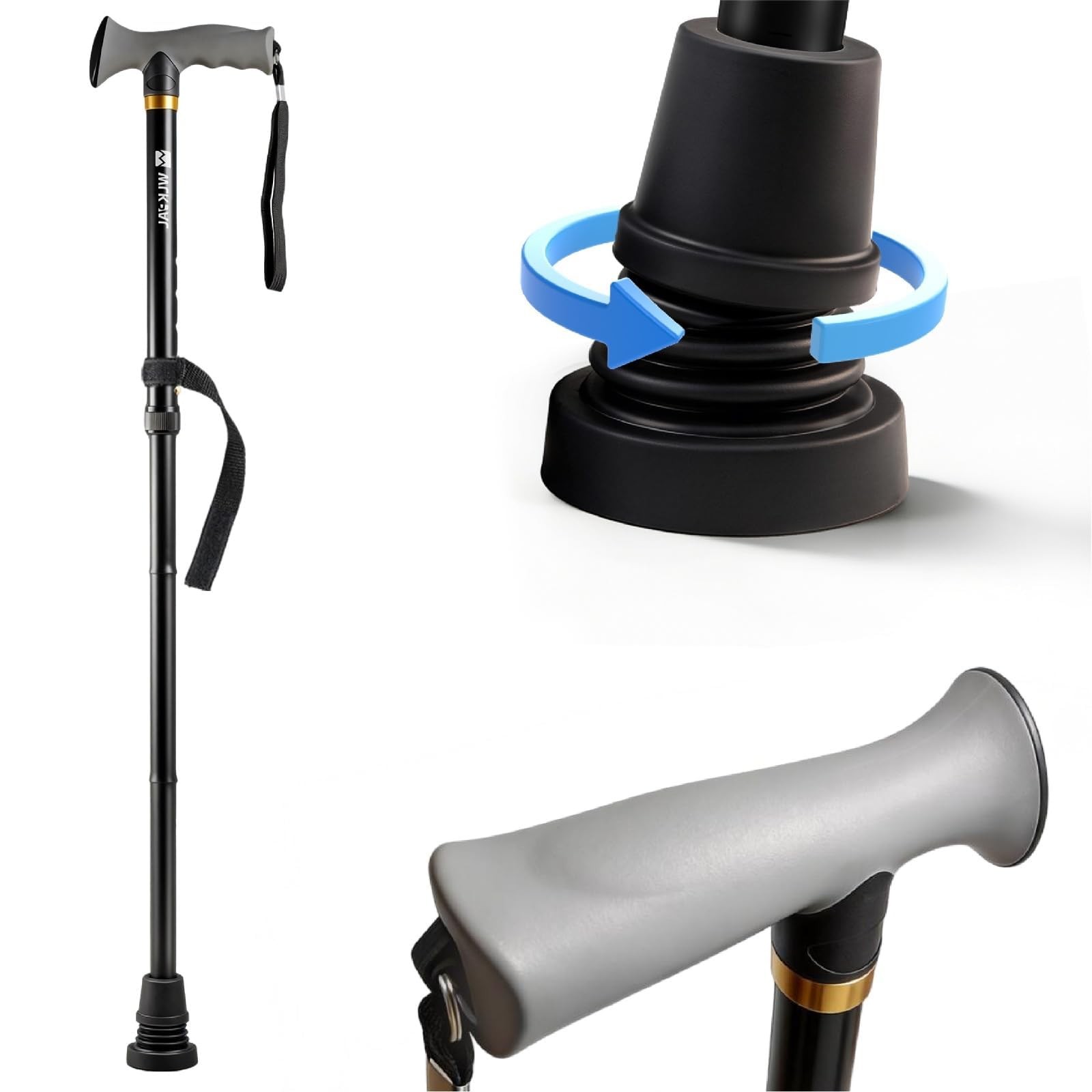 AllTerrain Folding Walking Cane Lightweight ShockAbsorbing Adjustable 300lbs