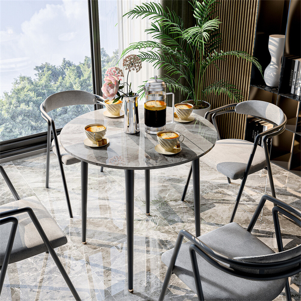 4-8 People Modern Dining Table Kitchen Expandable Gathering Table Marble Top US