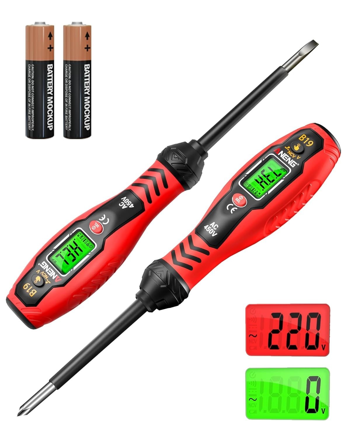 Voltage Tester with Screwdriver Electrical Tester Tool Non Contact Voltage De...