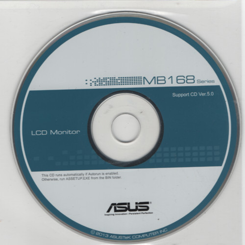 ASUS MB168 Series LCD Monitor Support CD Ver. 5.0 Docs & Drivers CD-ROM (2013)