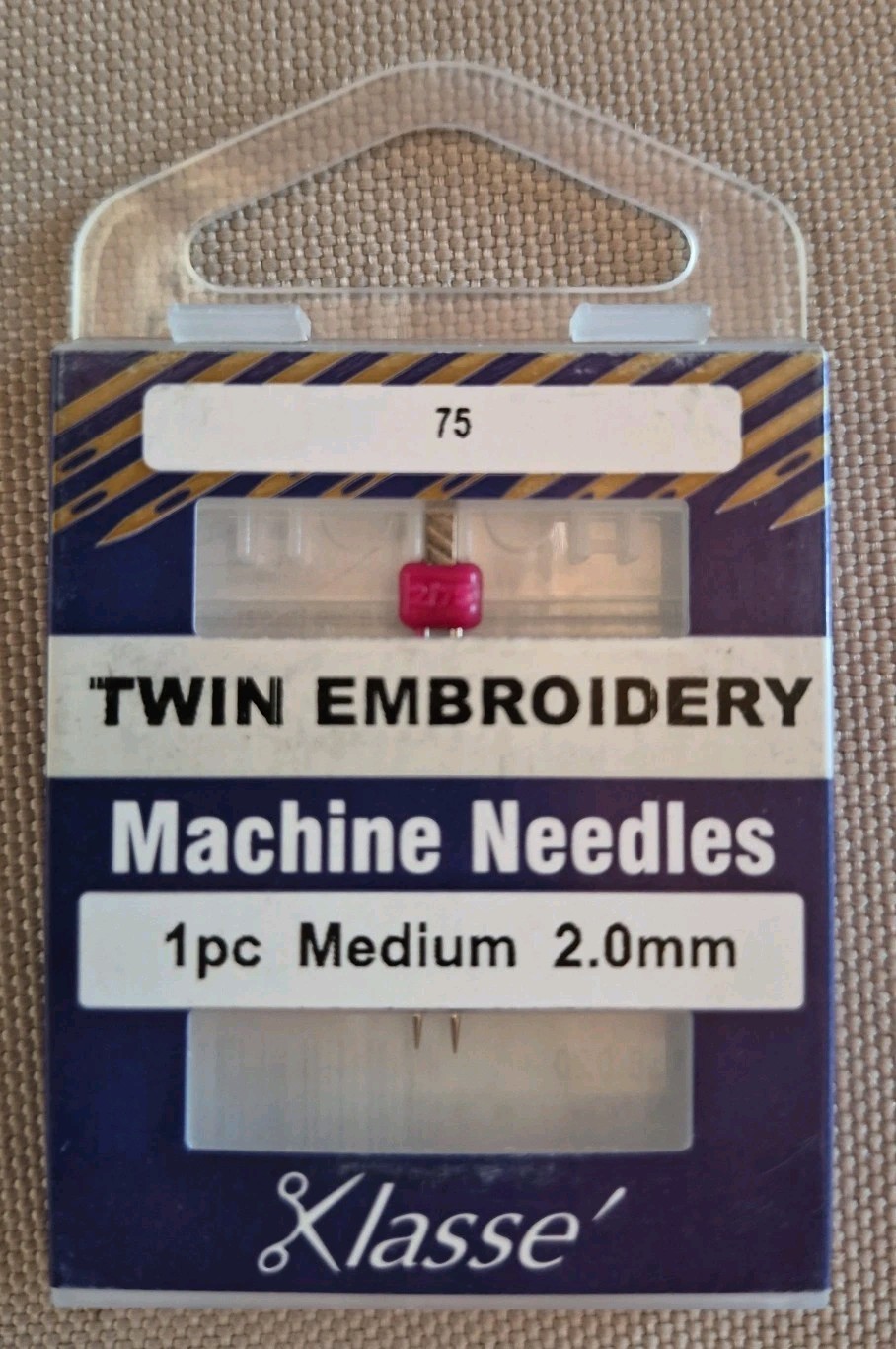 Klasse Twin Embrodidery Needle 1pc Medium 2.0 mm NOS