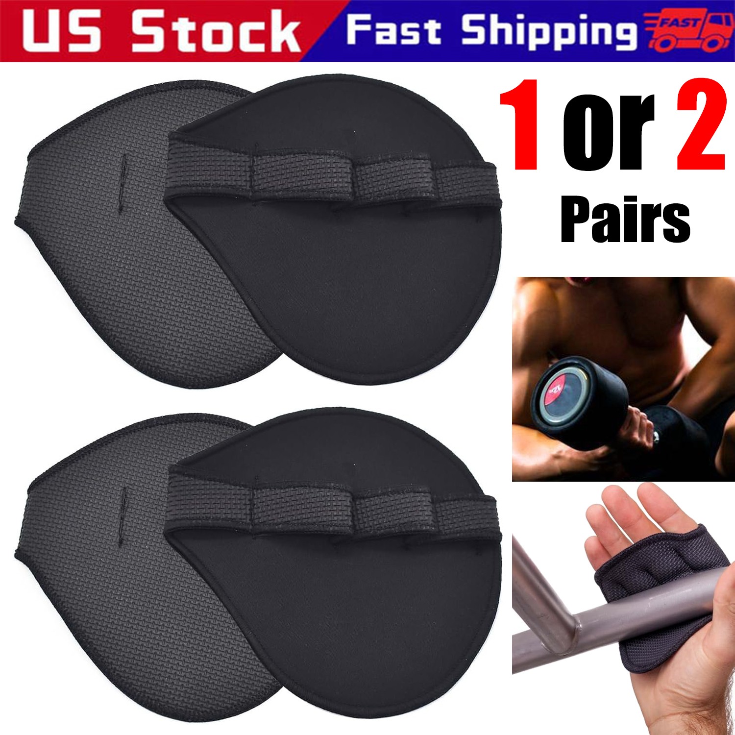 1/2 Pairs Sports Workout Gloves, Anti-Slip Gym Grips, Neoprene Grip Pads Lifting