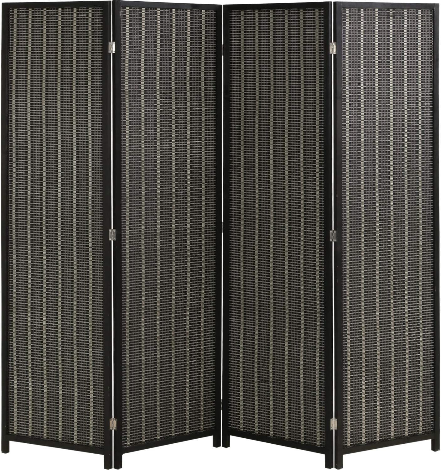 Bamboo Room Divider Folding Privacy Screen 4 Panel Room Divider for Living Room