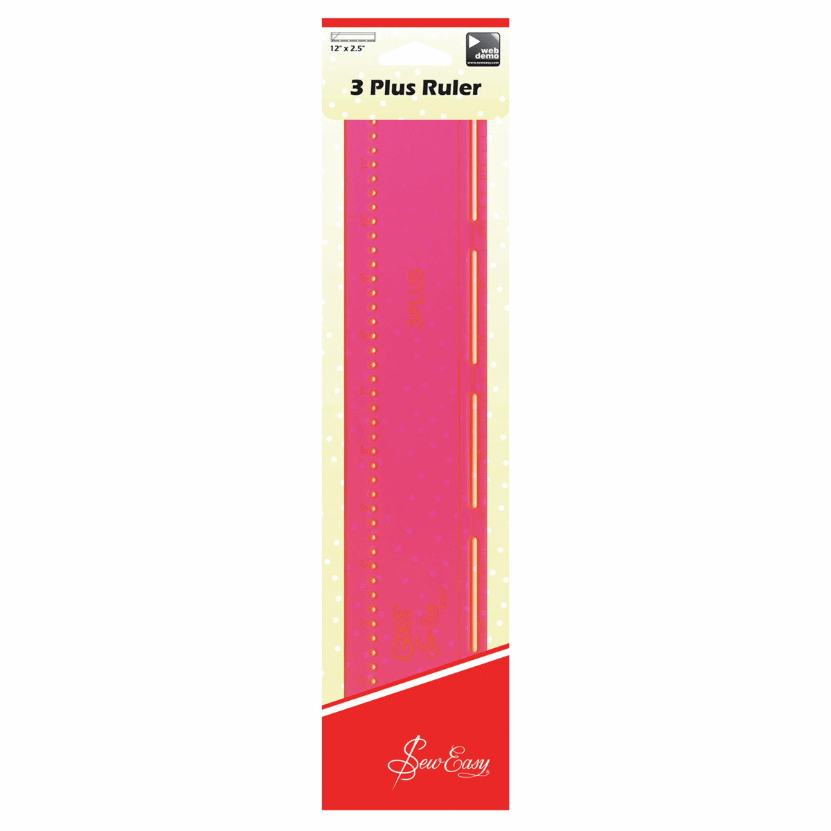 Sew Easy patchwork quilting 3 plus ruler template 12 x 2.5 inch & cut circles
