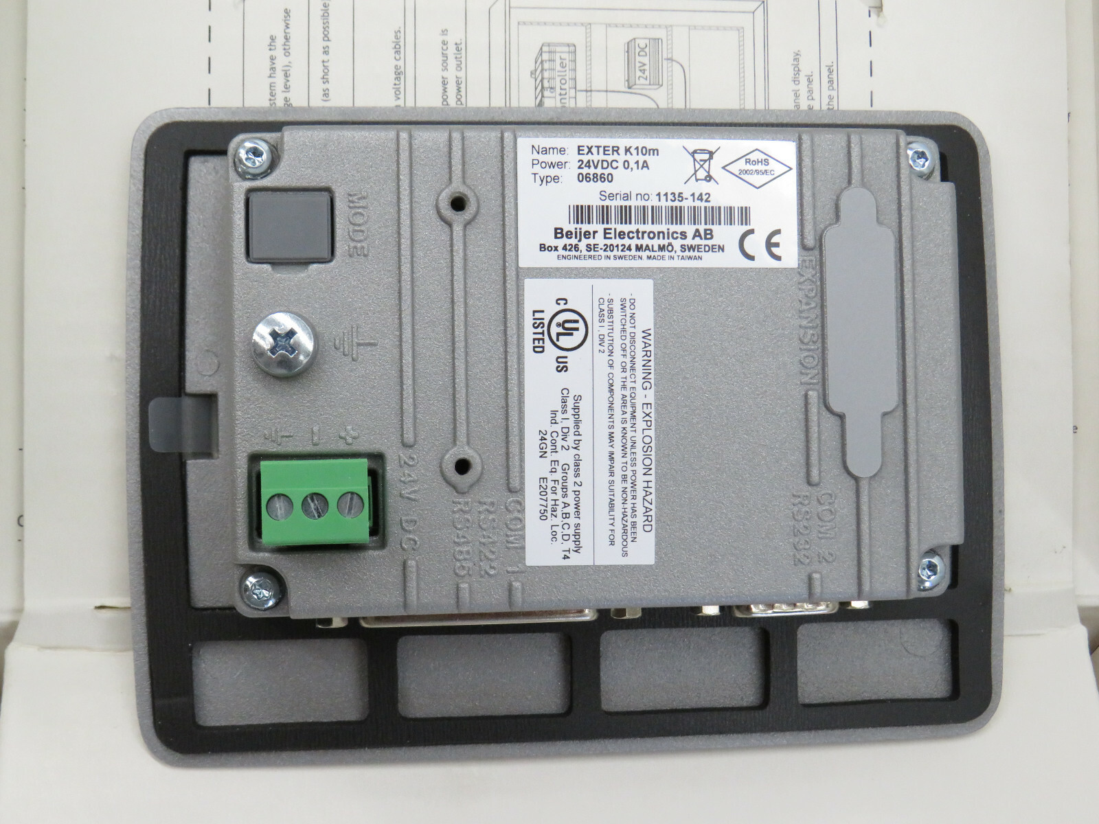 Beijer Electronics Exter K10M Graphic Keypad Operator Interface 24VDC 601110201