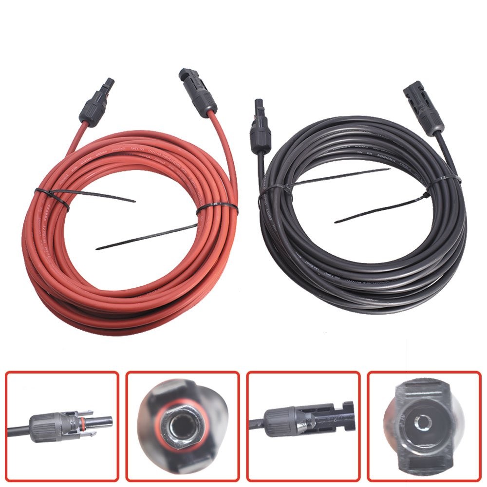 Wire Connector 10AWG Black + Red Solar Panel Extension Cable 30Ft