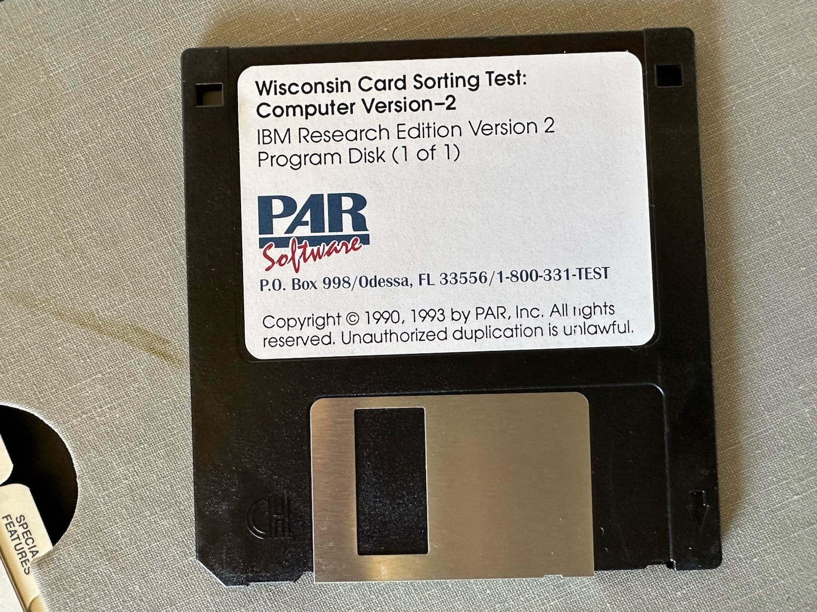 Vtg 1993 Wisconsin Card Sorting Test Computer Version 2 PAR-UNTESTED