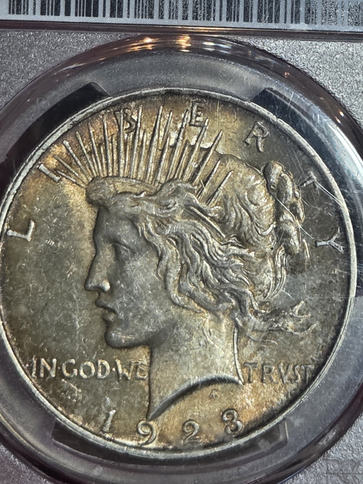 1923 $1 Peace Dollar PCGS MS62 Toned