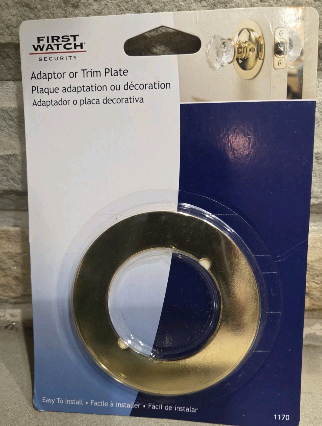 New! 1170 First Watch Security Door Adapter Trim Plate Polished Brass