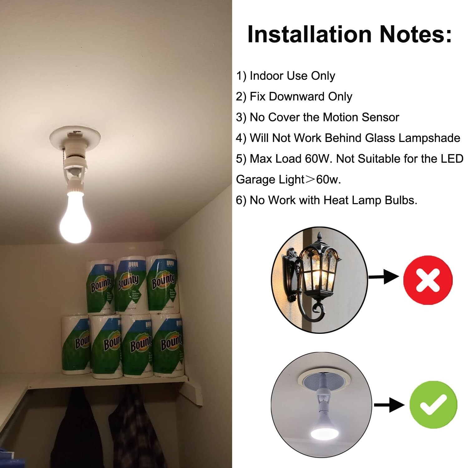 Energy Efficient E26/E27 Motion Activated Light Socket for Convenient Indoor Use