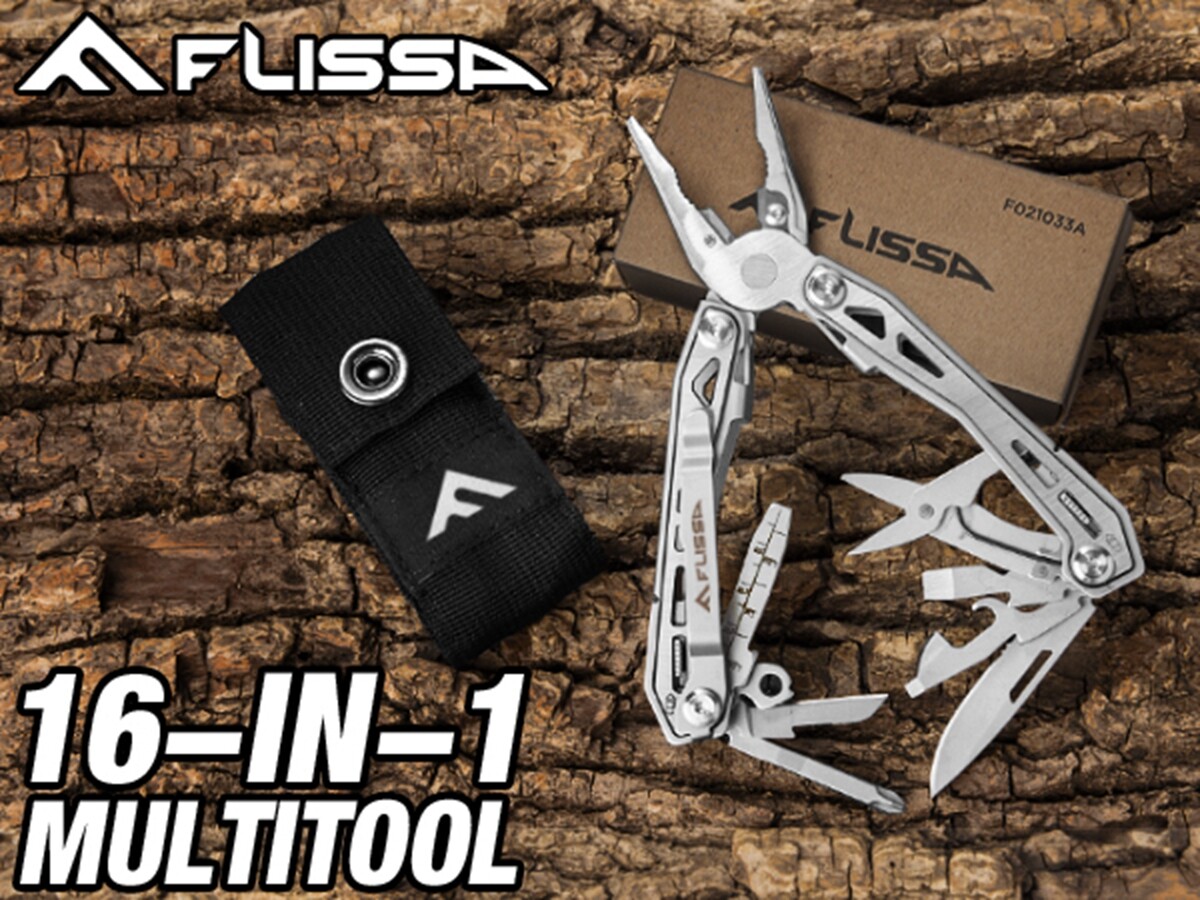 FLISSA 16-in-1 Multi Tool Plier Knife Folding Compact EDC Multitool Pocket Knife