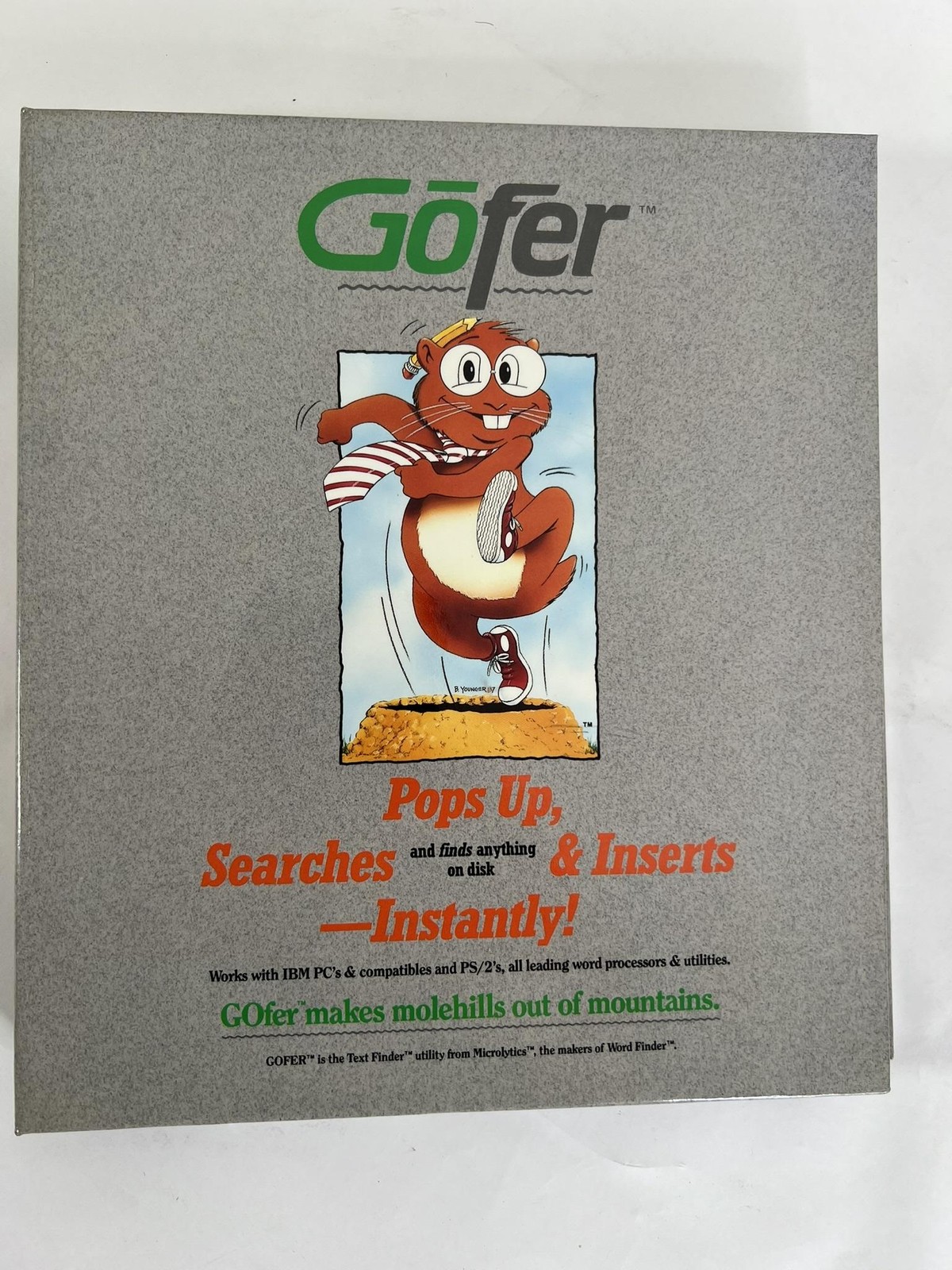 Vintage GOfer Text Finder Microlytics IBM DOS 5.25" Utility Software 1987