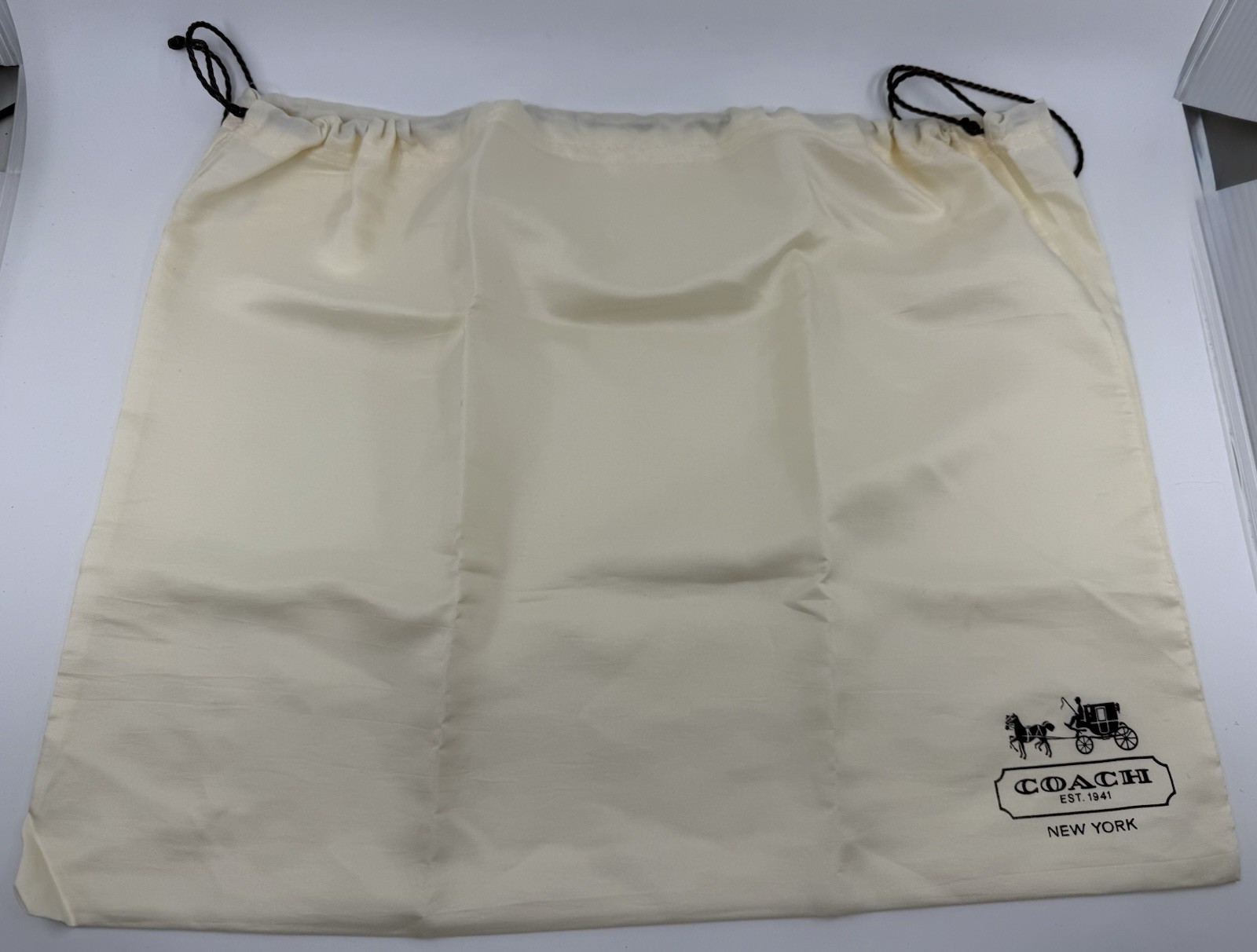 Coach Drawstring Cream Satin Dust Bag Purse