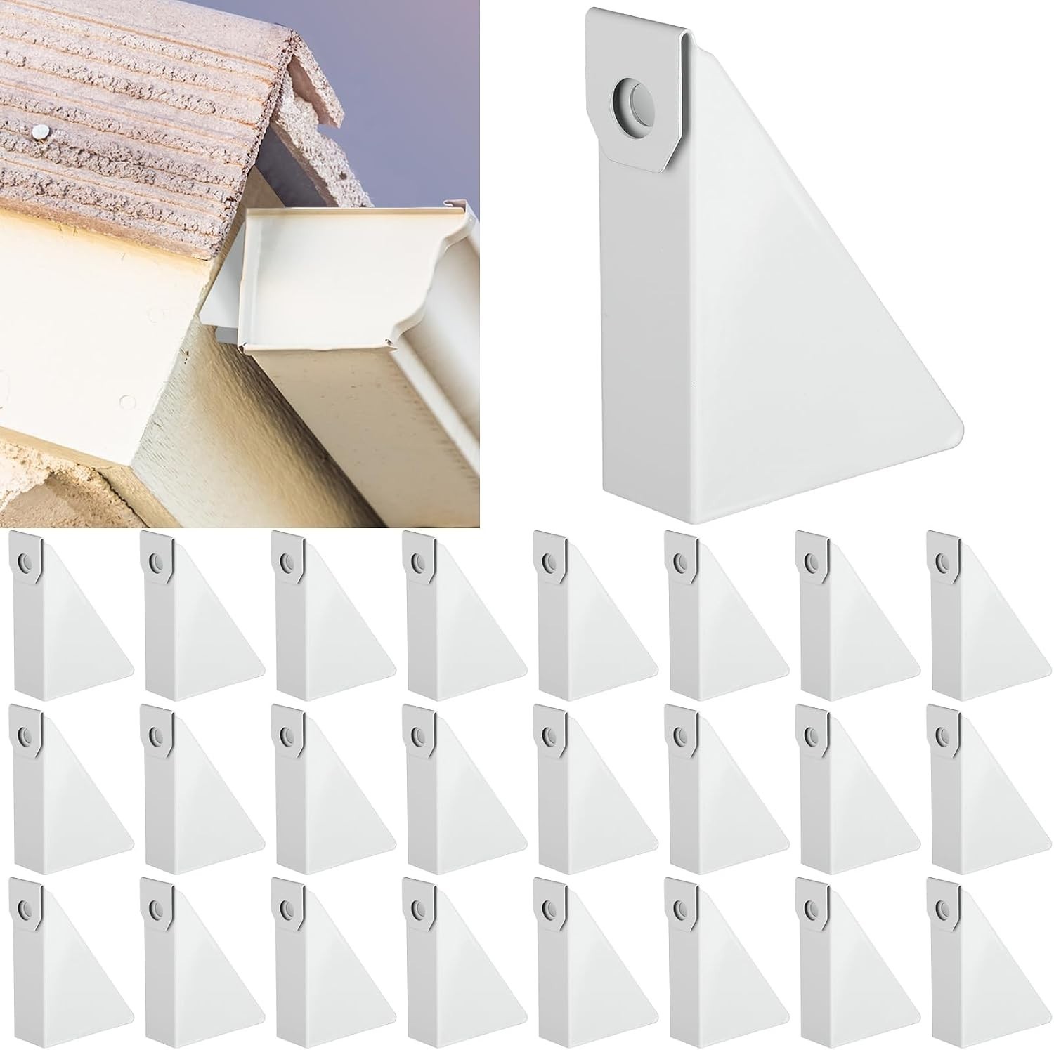 MorningRo 25pcs Aluminum Gutter Wedges for 6/12 Through 10/12 Slope, White