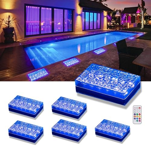 Paver Lights, Solar 12-Color Outdoor Waterproof, In-Ground Brick 6 Pack RGBW