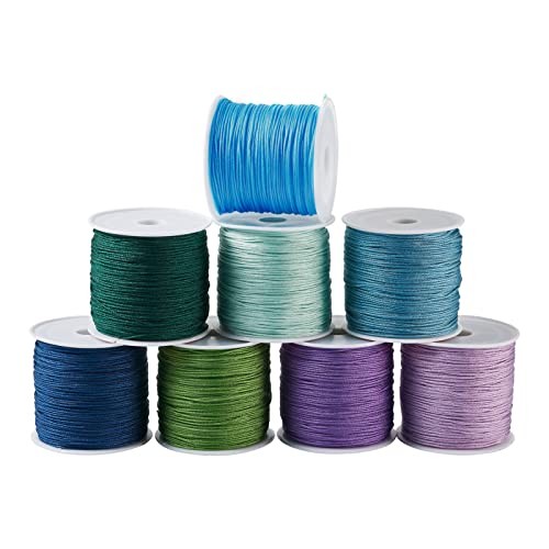 Pandahall 8 Rolls Braided Nylon Cords 8 Colors 0.8mm 8 Colors 49.21 Yards