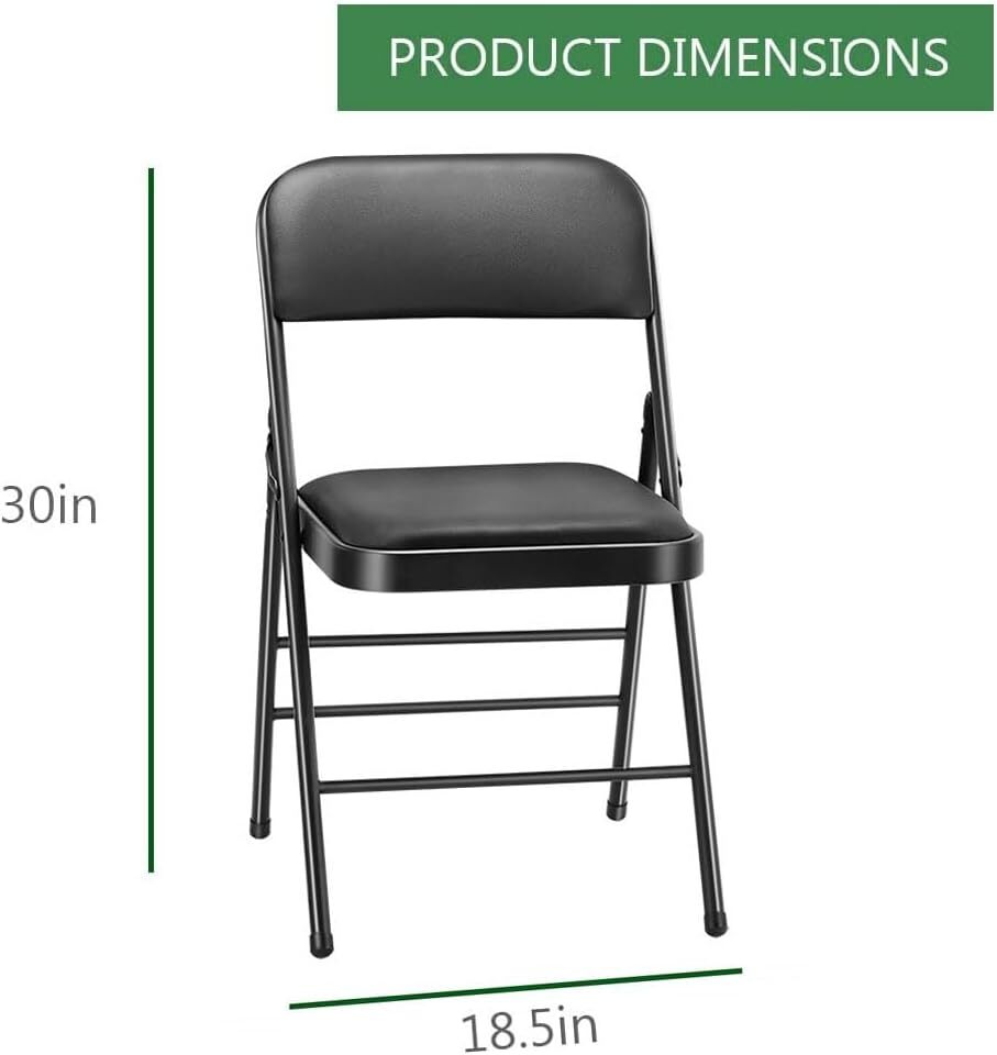 Vinyl Black Steel Frame Padded Folding Chair(4 PACK)