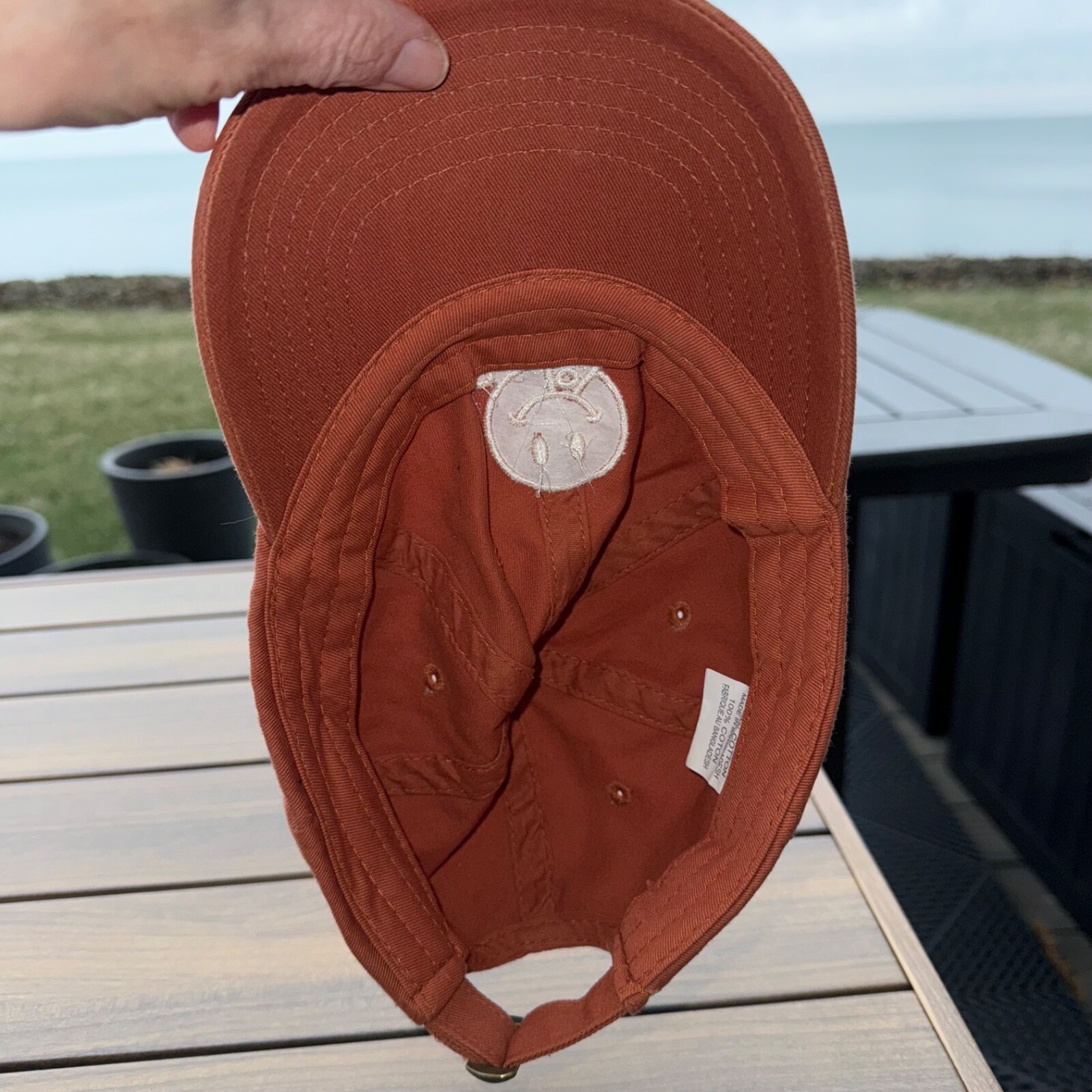 OSP-Old Scratch Pizza white on Rusty Orange Cotton Hat Cap Strap Buckle