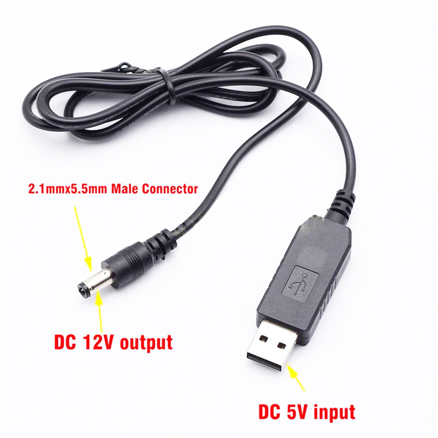 5.5 x 2.1 mm USB 5V to 12V DC Connector Step-up Module Converter Adapt Cable