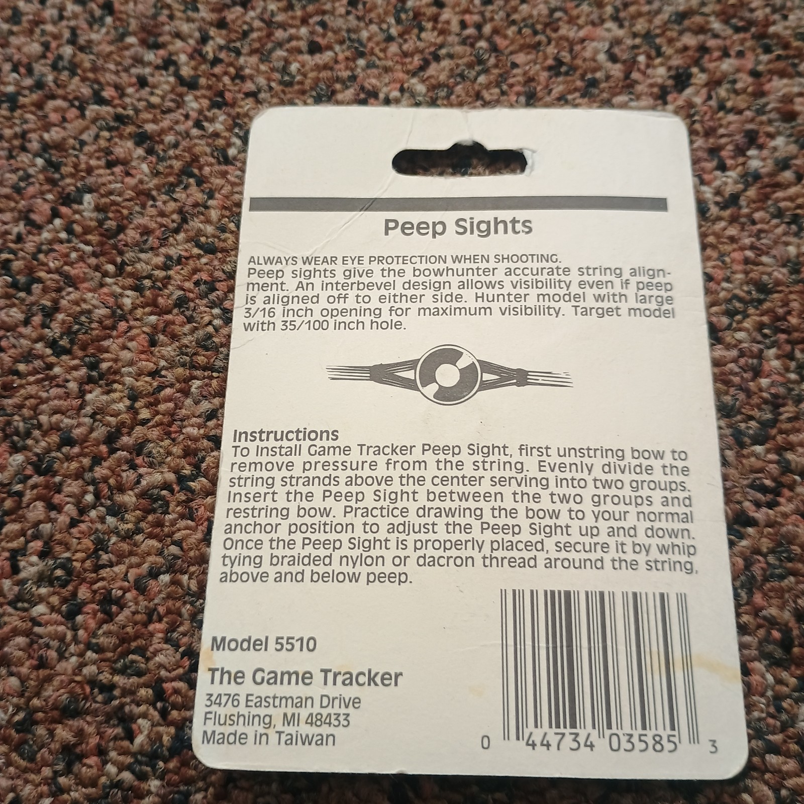 The Game Tracker Hunter Peep Sight MODEL # 5510 New
