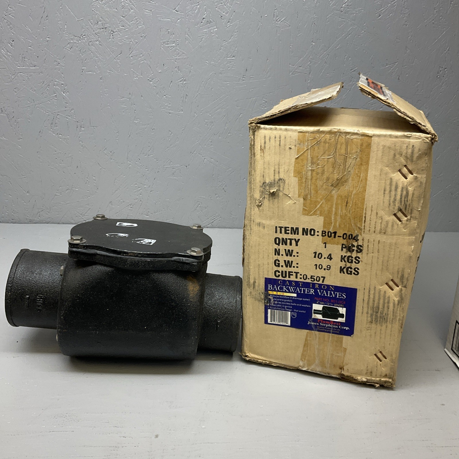 Jones Stephens No Hub Backwater Valve B01004 4" NH CI 2B5 Backflow
