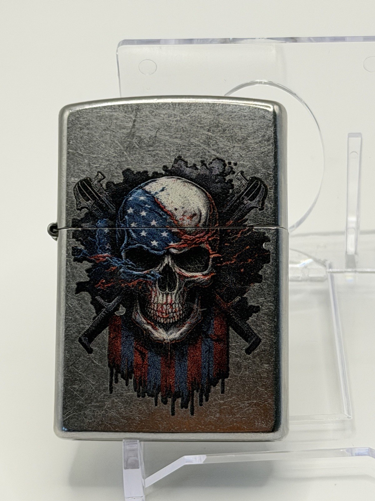 Zippo Lighter, American Skull Street Chrome
