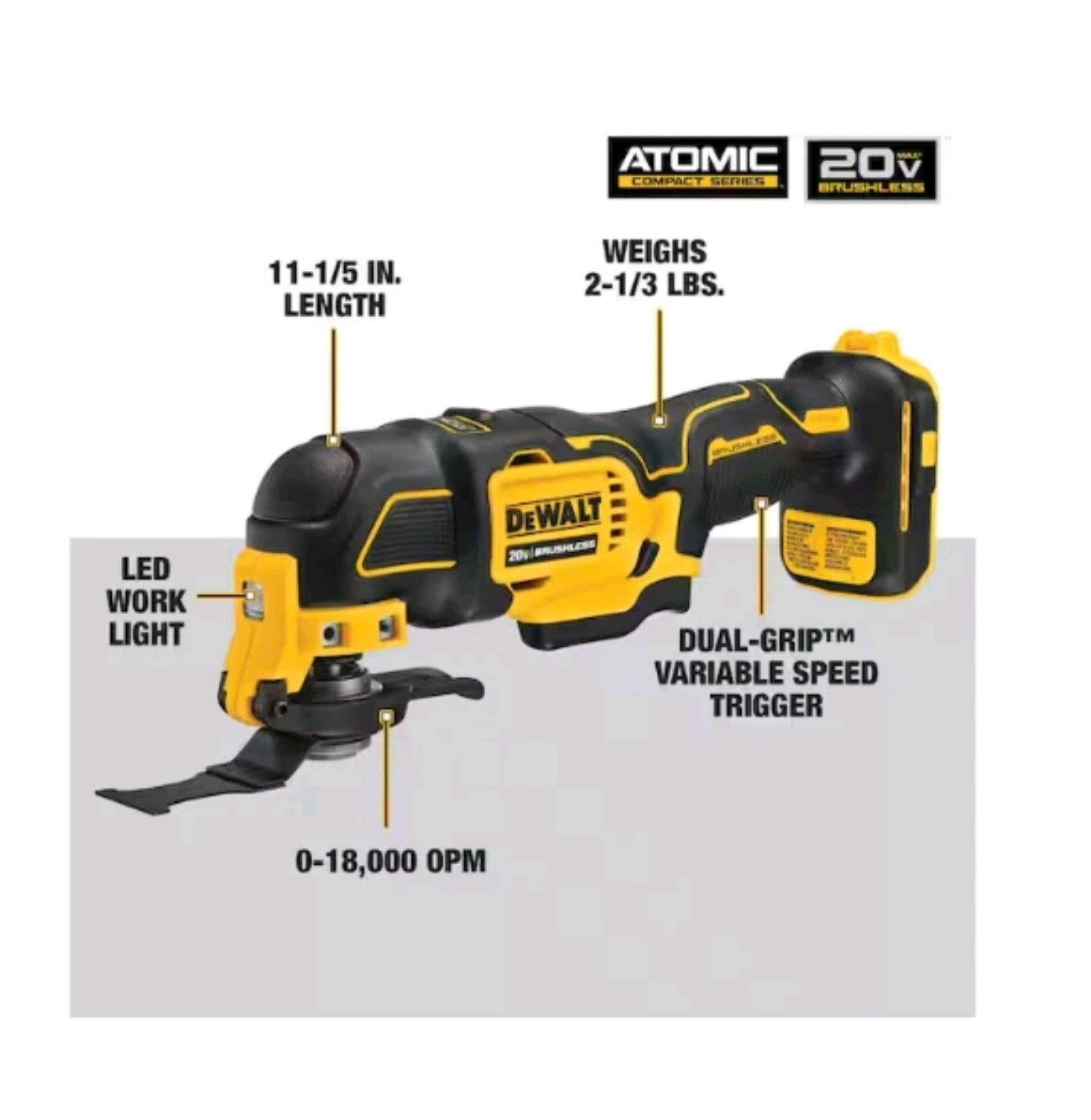 DEWALT DCS354B 20V MAX ATOMIC BL Li-Ion Oscillating Multi-Tool (Tool Only) New