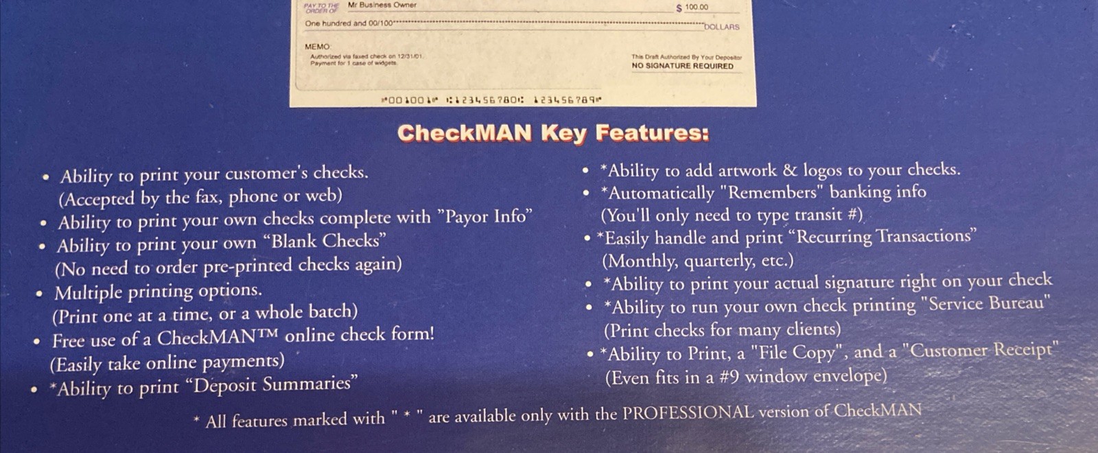 CHECKMAN CHECK PRINTING SOFTWARE/ROM